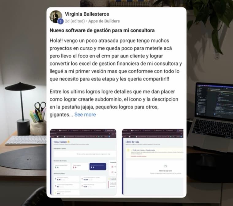 Virginia muestra el software de gestión financiera que armó para su consultora, reemplazando los excels.